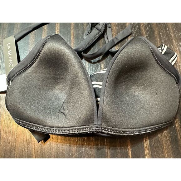 La Blanca NWT set size 4 tankini top & black bottoms striped black and white - Picture 13 of 15